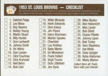 2003 1953 St. Louis Browns 50th Anniversary Set #21 St. Louis Browns Checklist Back