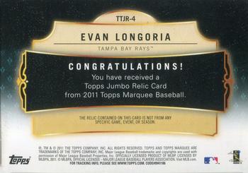 2011 Topps Marquee - Titanic Threads Red #TTJR-4 Evan Longoria Back