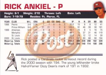 2001 Post Memphis Redbirds #NNO Rick Ankiel Back