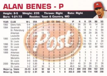 2001 Post Memphis Redbirds #NNO Alan Benes Back