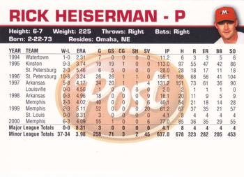2001 Post Memphis Redbirds #NNO Rick Heiserman Back
