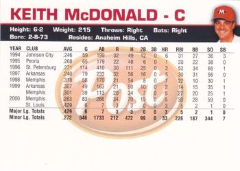 2001 Post Memphis Redbirds #NNO Keith McDonald Back