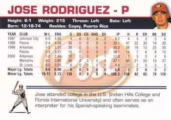2001 Post Memphis Redbirds #NNO Jose Rodriguez Back