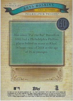 2019 Topps Gypsy Queen - Missing Nameplate #102 Rhys Hoskins Back