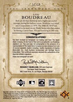 2005 SP Legendary Cuts - Autograph Cuts #LC-LB Lou Boudreau Back