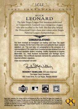 2005 SP Legendary Cuts - Autograph Cuts #LC-LE Buck Leonard Back