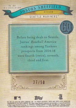 2019 Topps Gypsy Queen - Black & White #187 Justus Sheffield Back