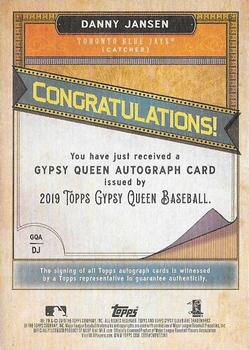 2019 Topps Gypsy Queen - Gypsy Queen Autographs #GQA-DJ Danny Jansen Back