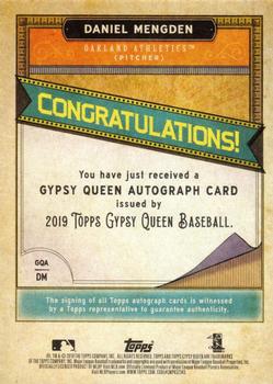 2019 Topps Gypsy Queen - Gypsy Queen Autographs #GQA-DM Daniel Mengden Back