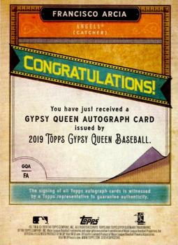 2019 Topps Gypsy Queen - Gypsy Queen Autographs #GQA-FA Francisco Arcia Back