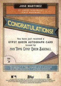 2019 Topps Gypsy Queen - Gypsy Queen Autographs #GQA-JM Jose Martinez Back