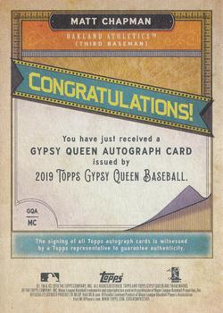 2019 Topps Gypsy Queen - Gypsy Queen Autographs #GQA-MC Matt Chapman Back