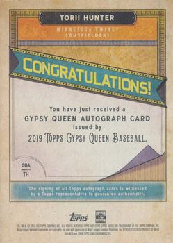 2019 Topps Gypsy Queen - Gypsy Queen Autographs #GQA-TH Torii Hunter Back