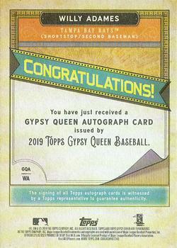 2019 Topps Gypsy Queen - Gypsy Queen Autographs #GQA-WA Willy Adames Back