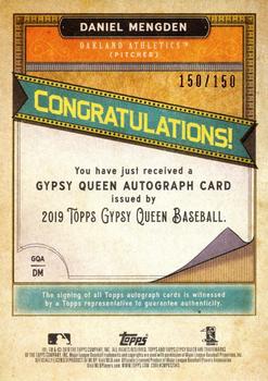 2019 Topps Gypsy Queen - Gypsy Queen Autographs Indigo #GQA-DM Daniel Mengden Back