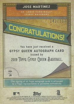2019 Topps Gypsy Queen - Gypsy Queen Autographs Indigo #GQA-JM Jose Martinez Back
