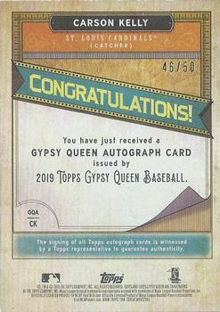 2019 Topps Gypsy Queen - Gypsy Queen Autographs Black and White #GQA-CK Carson Kelly Back