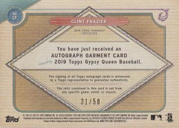 2019 Topps Gypsy Queen - Autograph Garments #AG-CF Clint Frazier Back