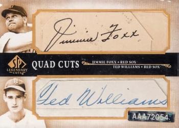 2005 SP Legendary Cuts - Autograph Quad Cuts #RMFW Babe Ruth / Mickey Mantle / Jimmie Foxx / Ted Williams Back