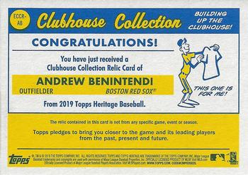 2019 Topps Heritage - Clubhouse Collection Relics Exclusive #ECCR-AB Andrew Benintendi Back