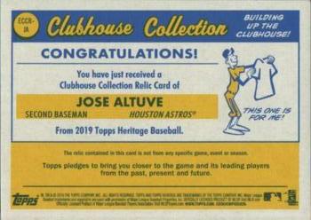 2019 Topps Heritage - Clubhouse Collection Relics Exclusive #ECCR-JA Jose Altuve Back