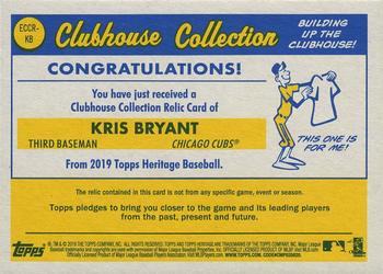 2019 Topps Heritage - Clubhouse Collection Relics Exclusive #ECCR-KB Kris Bryant Back