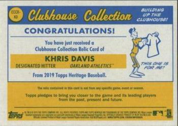 2019 Topps Heritage - Clubhouse Collection Relics Exclusive #ECCR-KD Khris Davis Back