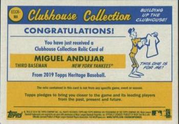 2019 Topps Heritage - Clubhouse Collection Relics Exclusive #ECCR-MA Miguel Andujar Back