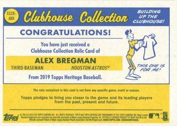 2019 Topps Heritage - Clubhouse Collection Relics Exclusive Gold #ECCR-ABR Alex Bregman Back