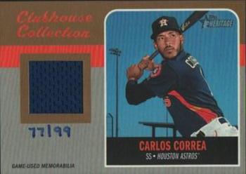 2019 Topps Heritage - Clubhouse Collection Relics Exclusive Gold #ECCR-CC Carlos Correa Front