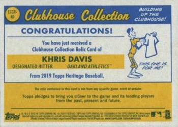 2019 Topps Heritage - Clubhouse Collection Relics Exclusive Gold #ECCR-KD Khris Davis Back