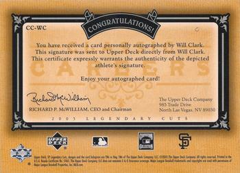 2005 SP Legendary Cuts - Classic Careers Autograph #CC-WC Will Clark Back