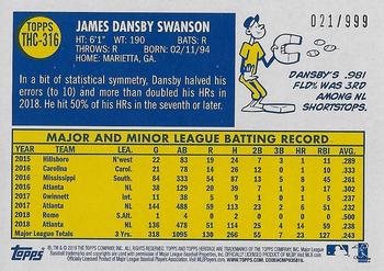 2019 Topps Heritage - Chrome (Walmart Exclusives) #THC-316 Dansby Swanson Back