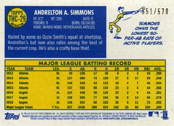 2019 Topps Heritage - Chrome Refractor (Walmart Exclusives) #THC-29 Andrelton Simmons Back