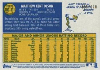 2019 Topps Heritage - Chrome Refractor (Walmart Exclusives) #THC-331 Matt Olson Back