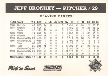 1994 Milwaukee Brewers Police - Grafton Police Department Grafton Lions Club #NNO Jeff Bronkey Back