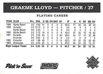 1994 Milwaukee Brewers Police - Grafton Police Department Grafton Lions Club #NNO Graeme Lloyd Back