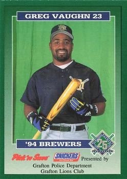 1994 Milwaukee Brewers Police - Grafton Police Department Grafton Lions Club #NNO Greg Vaughn Front