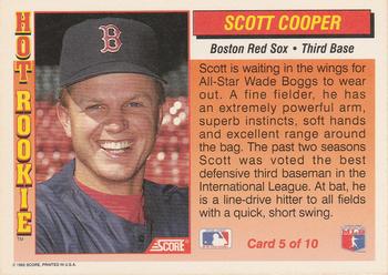 1992 Score - Hot Rookies #5 Scott Cooper Back