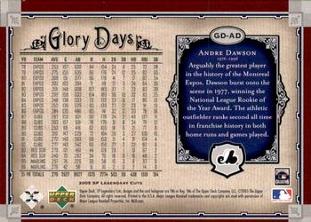 2005 SP Legendary Cuts - Glory Days #GD-AD Andre Dawson Back