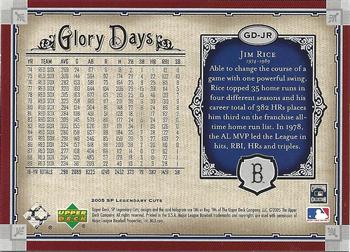 2005 SP Legendary Cuts - Glory Days #GD-JR Jim Rice Back