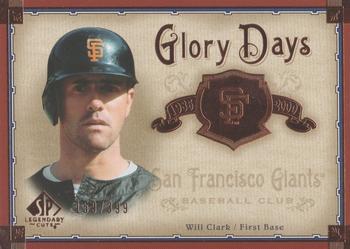 2005 SP Legendary Cuts - Glory Days #GD-WC Will Clark Front