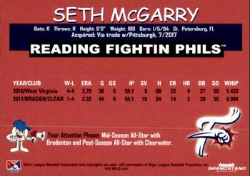 2018 Grandstand Reading Fightin Phils #NNO Seth McGarry Back
