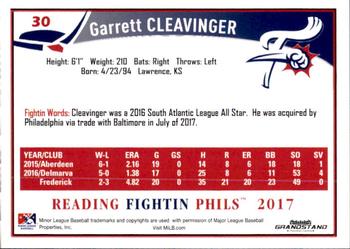 2017 Grandstand Reading Fightin Phils Update #NNO Garrett Cleavinger Back
