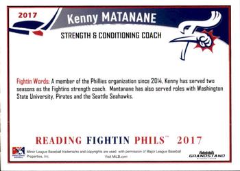 2017 Grandstand Reading Fightin Phils Update #NNO Ken Matanane Back