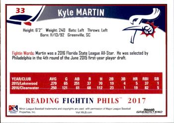 2017 Grandstand Reading Fightin Phils Update #NNO Kyle Martin Back