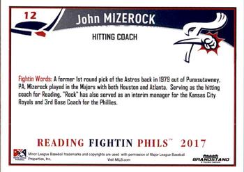 2017 Grandstand Reading Fightin Phils Update #NNO John Mizerock Back