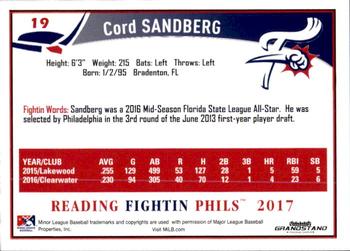 2017 Grandstand Reading Fightin Phils Update #NNO Cord Sandberg Back