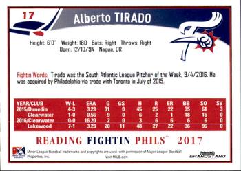 2017 Grandstand Reading Fightin Phils Update #NNO Alberto Tirado Back