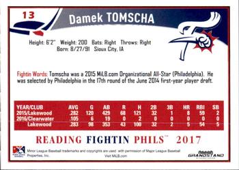 2017 Grandstand Reading Fightin Phils Update #NNO Damek Tomscha Back